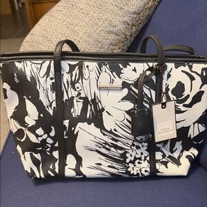 Dana Buchman Black & White Floral Print Tote